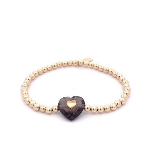 Heart stone brown gold coloured