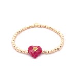 Heart stone fuchsia gold coloured Heart stone fuchsia gold coloured