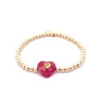 Heart stone fuchsia gold coloured