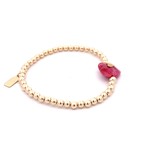 Heart stone fuchsia gold coloured