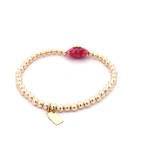 Heart stone fuchsia gold coloured