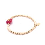 Heart stone fuchsia gold coloured