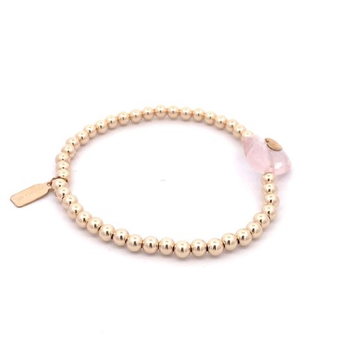 Heart stone pink light gold coloured