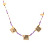 Necklace square symbols lila goldplated