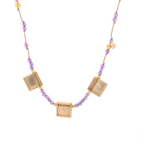 Necklace square symbols pastel goldplated