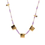 Necklace square symbols pink goldplated