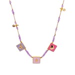 Necklace square symbols pink goldplated