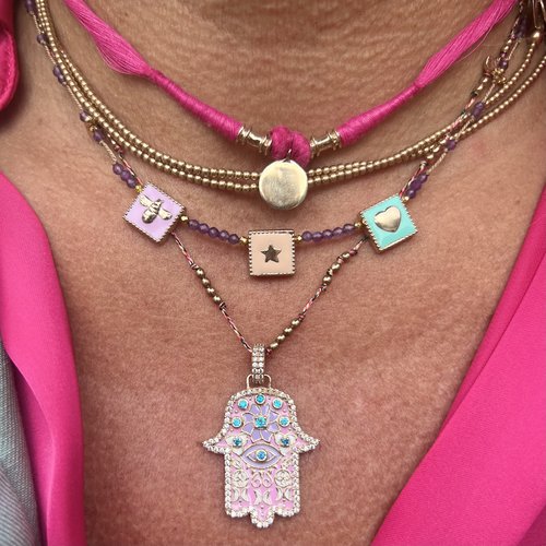 Necklace square symbols pastel goldplated