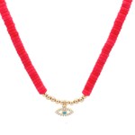 Necklace little eye dark pink gold coloured Necklace little eye dark pink gold coloured