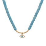 Necklace little eye blue light gold coloured Necklace little eye blue light gold coloured