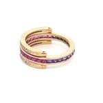 Ring swing purple fuchsia goldplated