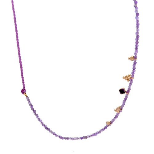 Necklace grapes purple goldplated