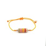 Bus luck charm multi orange goldplated