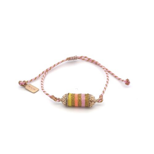 Bus luck charm multi pink light goldplated