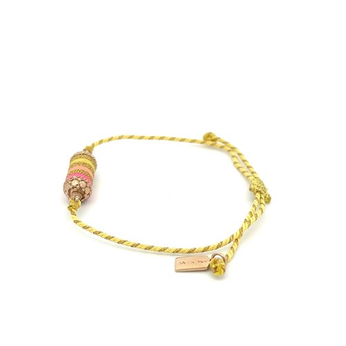 Bus luck charm multi yellow goldplated