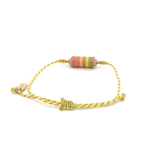 Bus luck charm multi yellow goldplated