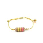 Bus luck charm multi yellow goldplated