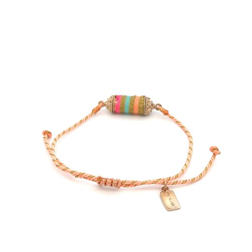 Bus luck charm multi peach goldplated