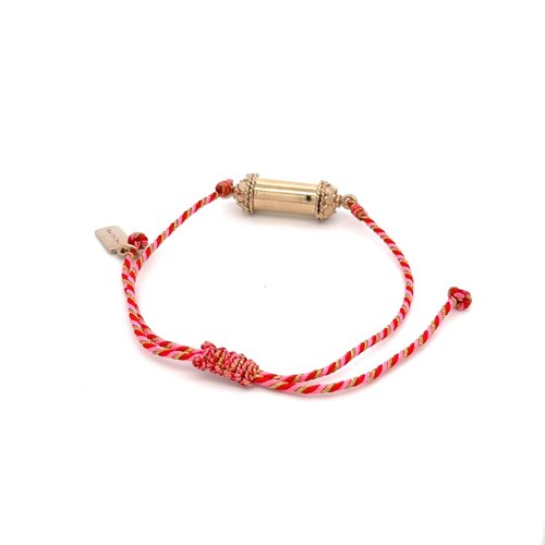 Bus luck charm red pink goldplated