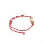 Bus luck charm red pink goldplated