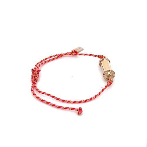 Bus luck charm red pink goldplated