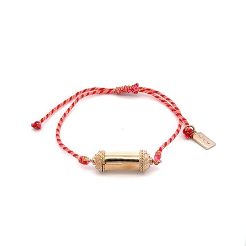 Bus luck charm red pink goldplated