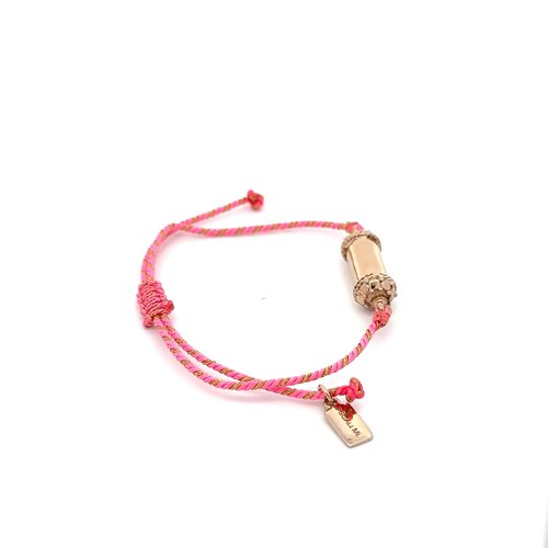 Bus luck charm pink goldplated