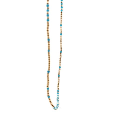 Necklace 2mm blue light gold coloured