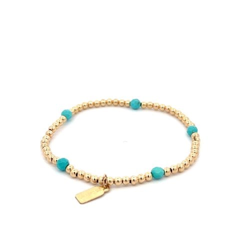Dot 5 small turquoise gold coloured