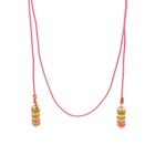 Necklace bus luck charm multi pink goldplated