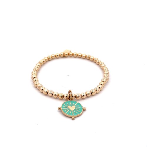 Pointer heart sea green gold coloured