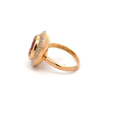 Ring round cc brown goldplated