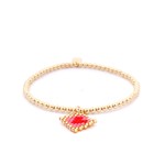 Square love heart pink red gold coloured