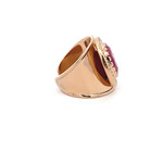 Ring flat stone cc fuchsia goldplated