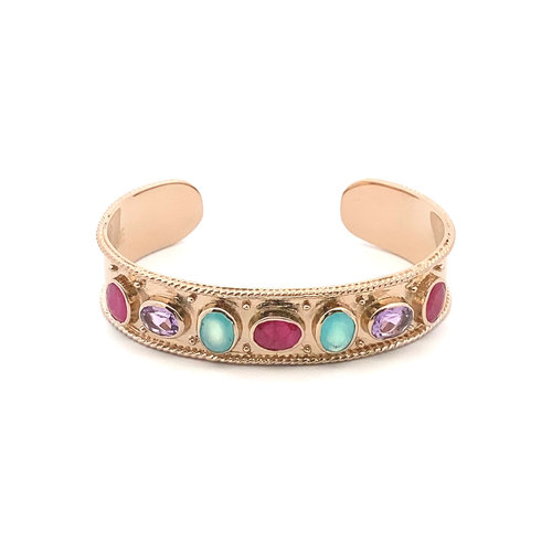 Bangle open multi mix goldplated