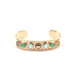 Bangle open multi green blue goldplated Bangle open multi green blue goldplated