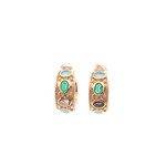 Earrings open multi green blue goldplated