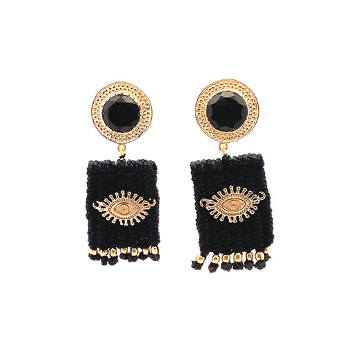 Earrings eye arrabic black goldplated