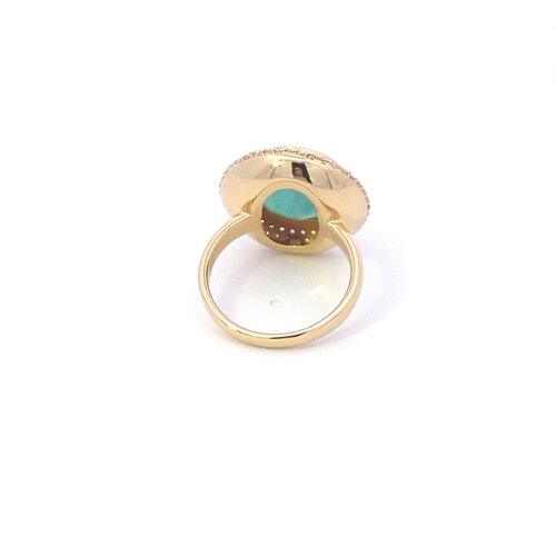 Ring round cc aqua goldplated