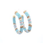 Earrings sweet beads light blue goldplated