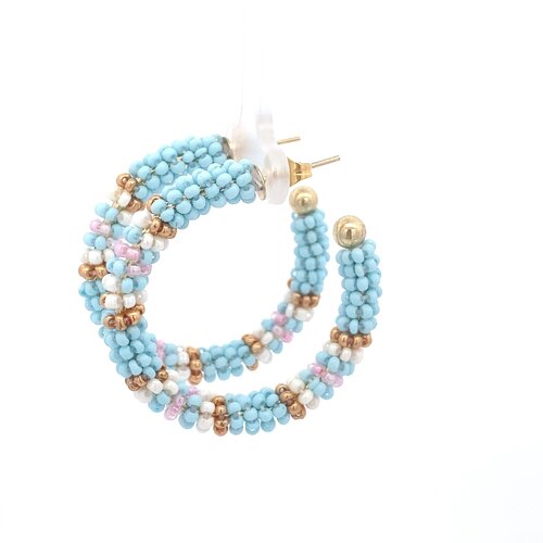 Earrings sweet beads light blue goldplated