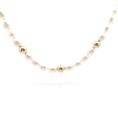 Necklace pearl big 10mm gold coloured