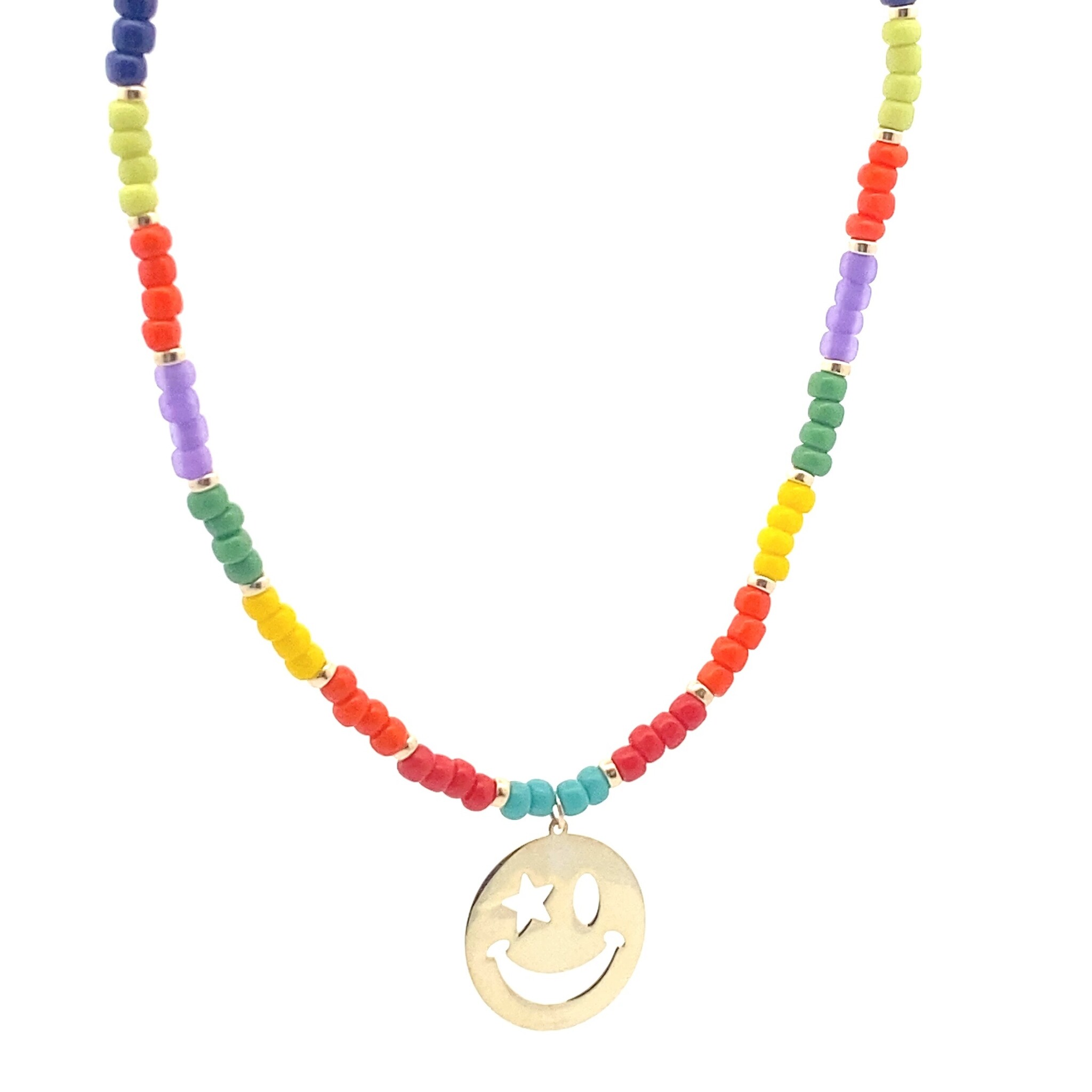 Necklace mix multi smiley star goldplated PScallme