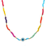 Necklace multi color eye goldplated