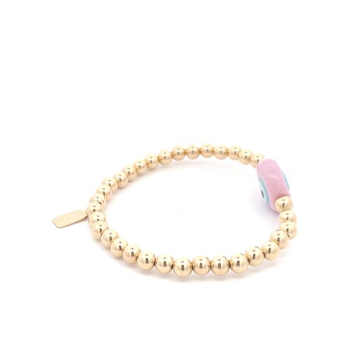 Lucky eye round pink light gold coloured