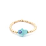 Hamsa hand turquoise gold coloured