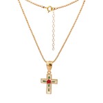Necklace cross big white gold coloured