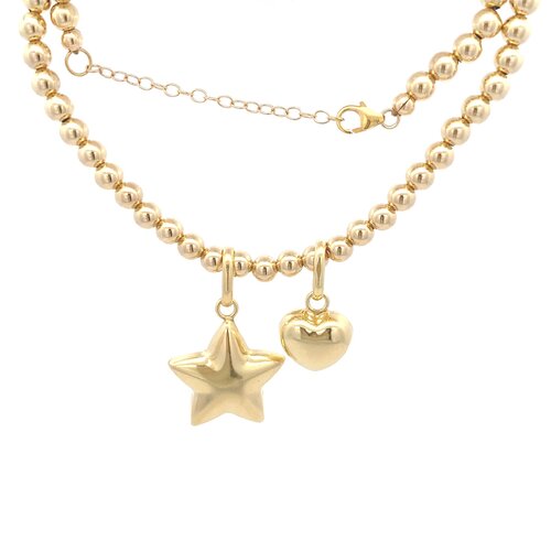 Necklace puff charms gold coloured