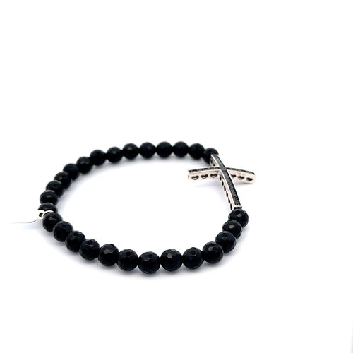 Men cross black silver