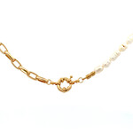 Necklace half pearl chain goldplated